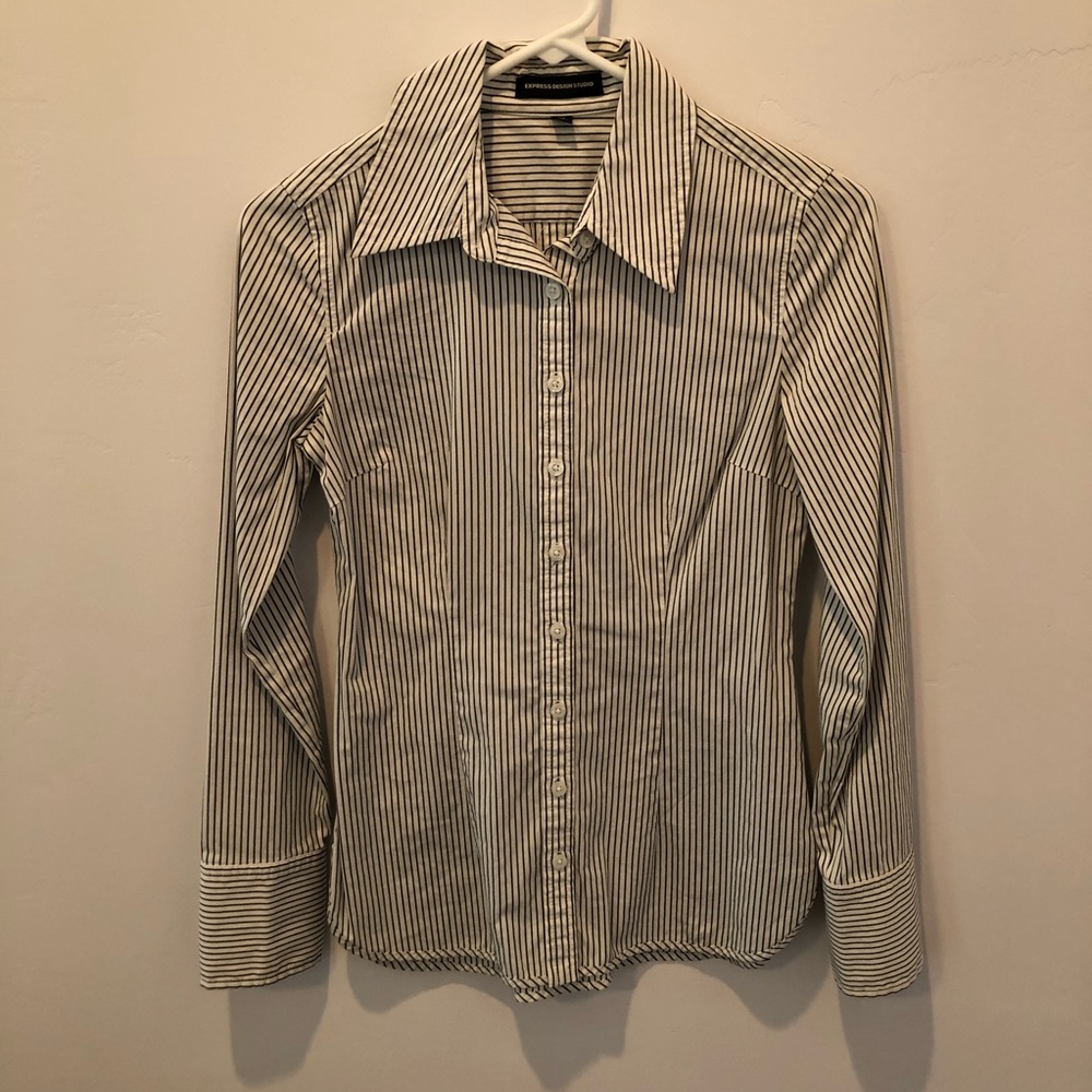Express Design Studios Stripe Button Up Shirt  XS